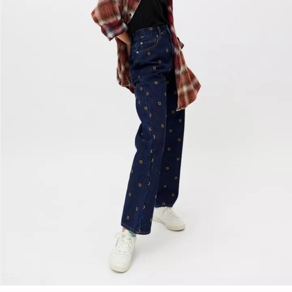 BDG High Waisted Cowboy Horseshoe Denim Jeans size 26 Urban Outfitters Concert - Picture 6 of 14